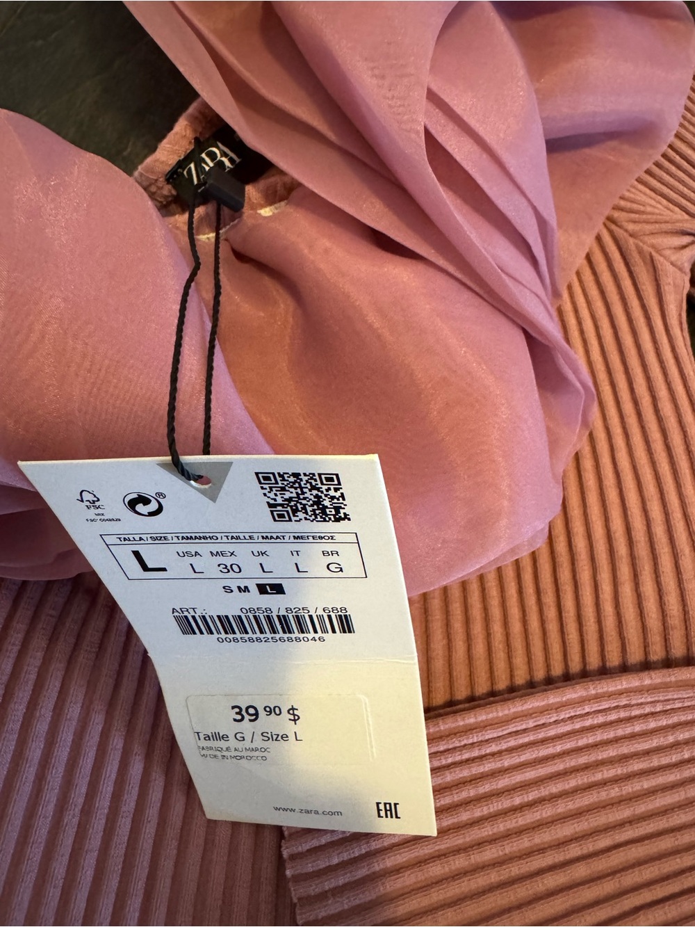Zara Pink Ruffled One-Shoulder Ribbed Top - Picture 2 of 2